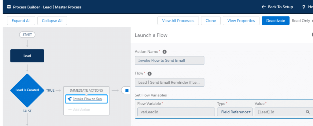 Process Builder which invokes a flow when a new Lead is created - Example