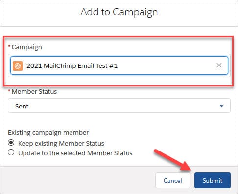 2021 Salesforce Add to Campaign
