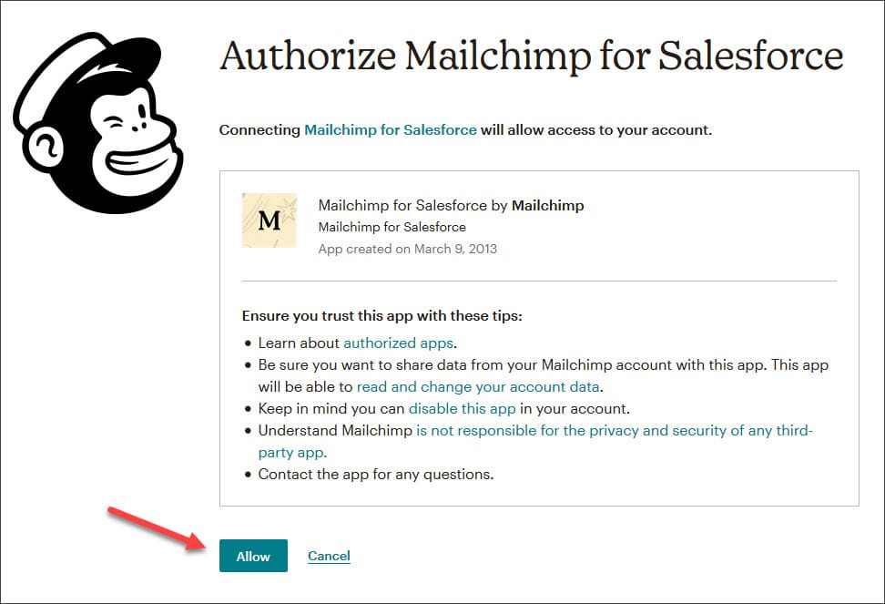 MailChimp Authorization - Step 02