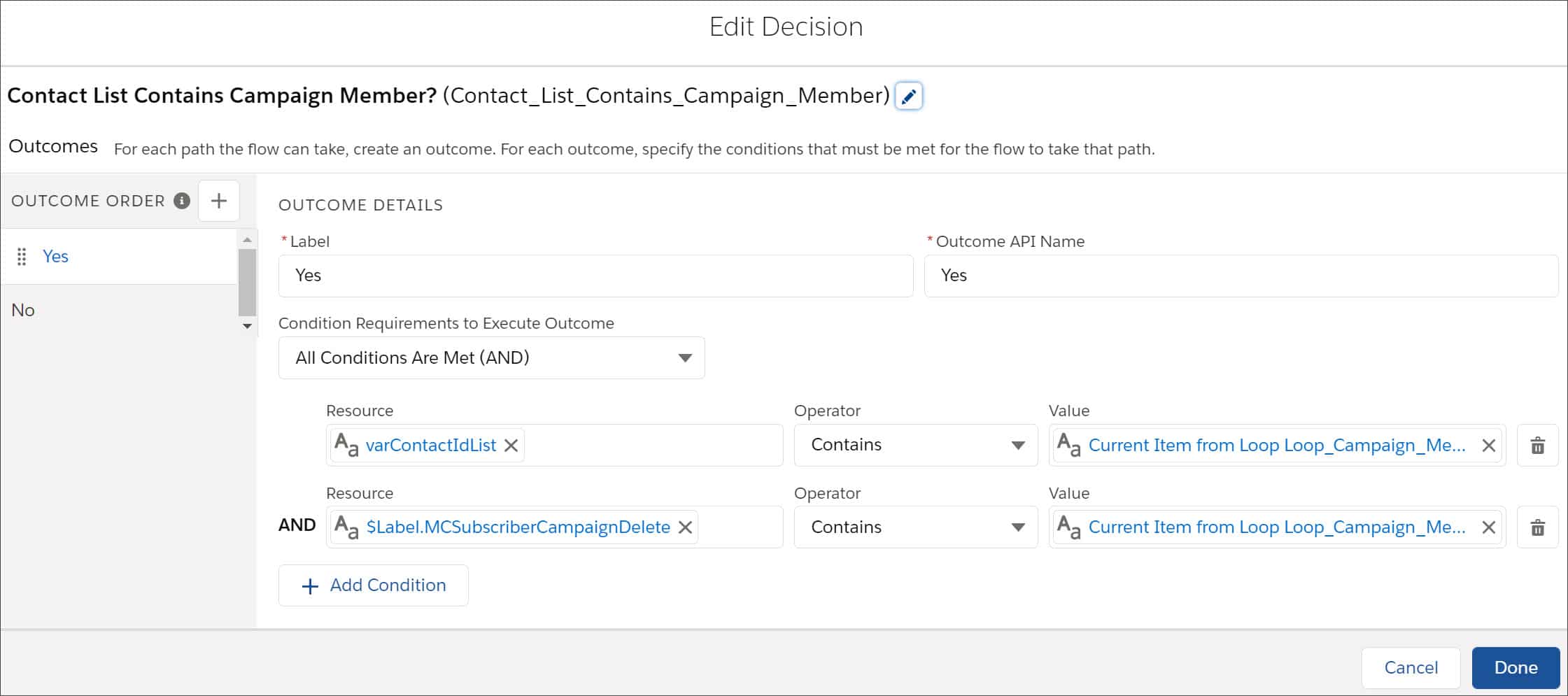 Decision Contact List Contains Campaign Member