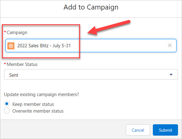 Add Contacts to Sales Campaign 2